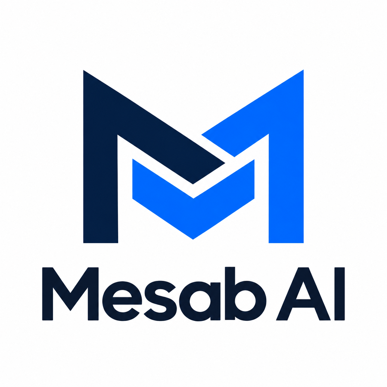 Mesab AI geometric blue and navy M logo
